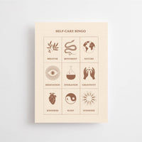 "self-care bingo" post card
